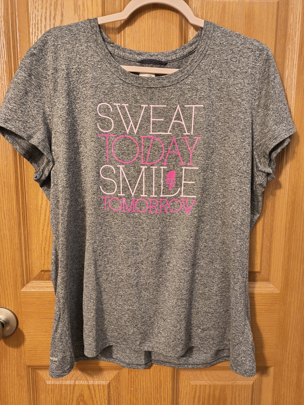 The North Face Gray Short-Sleeve Graphic Tee with Pink Accents